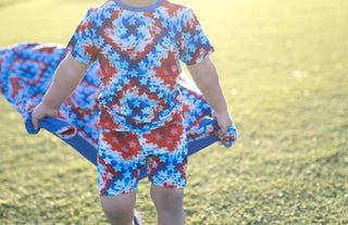 Bamboo Short Sleeve Pajama Set with Shorts - Maverick (Patriotic Tie Dye) Baby & Toddler Sleepwear