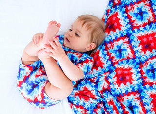 Bamboo Short Sleeve Pajama Set with Shorts - Maverick (Patriotic Tie Dye) Baby & Toddler Sleepwear