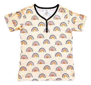Women's Bamboo Short Sleeve Lounge Pajama Set - Theo (Rainbows) Pajamas