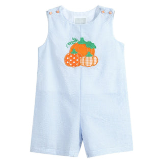 Blue Seersucker Pumpkin Shortalls