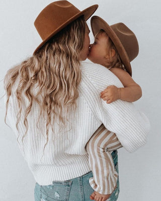 Bordeaux Flat Brim Hats Accessories Bailey's Blossoms Size: Child Color: Camel