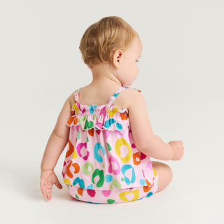 Bamboo Bow Strap Ruffle Top & Bloomer Set - Luella (Leopard) Posh Peanut Size: 3-6 Months
