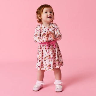 Bamboo Bow Twirl Bodysuit Dress - Ginger Posh (Gingerbread Cookies) Posh Peanut Size: 0-3 Months