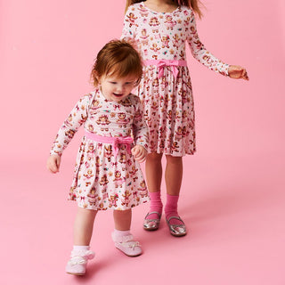 Bamboo Bow Twirl Bodysuit Dress - Ginger Posh (Gingerbread Cookies) Posh Peanut Size: 0-3 Months