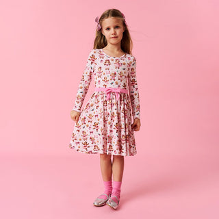 Bamboo Bow Twirl Dress - Ginger Posh (Gingerbread Cookies) Posh Peanut Size: 2T