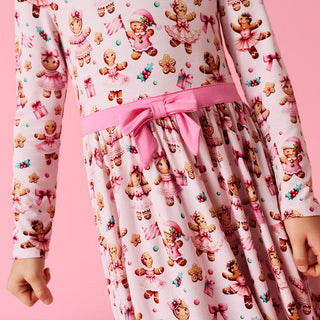 Bamboo Bow Twirl Dress - Ginger Posh (Gingerbread Cookies) Posh Peanut Size: 2T