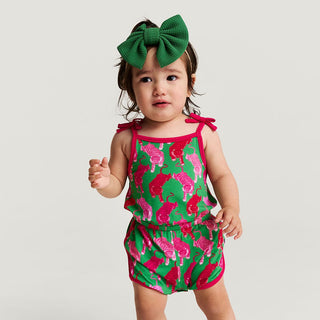 Bamboo Bow Varsity Romper with Snaps - Le Tigre Green (Tiger) Posh Peanut Size: 0-3 Months