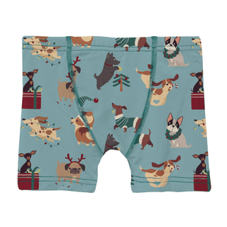 Bamboo Boxer Brief - Glacier Christmas Dogs