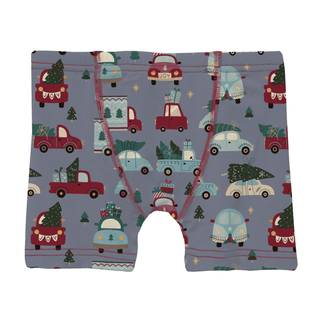 Bamboo Boxer Brief - Moonlight Christmas Cars and Trucks