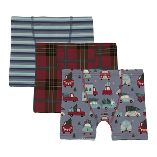Bamboo Boxer Briefs (Set of 3) - Winter Lodge Plaid, Moonlight Christmas Cars and Trucks & Moonlight Bay Stripe