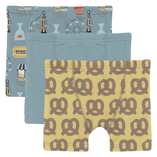 Bamboo Boxer Briefs (Set of 3) - Stormy Sea Fall Fair, Stormy Sea & Flax Giant PretzelKicKee PantsSize: 2T-3T