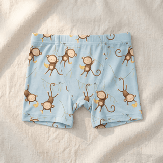 Bamboo Boxer Brief - Spring Sky Monkeys & Bananas Boys Underwear KicKee Pants Size: 2T-3T
