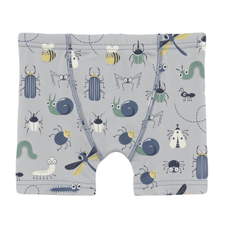 Bamboo Boxer Briefs (Set of 3) - Dove Bugs, Denim Stripe & Natural Rainy Day Platypus KicKee Pants Size: 2T-3T