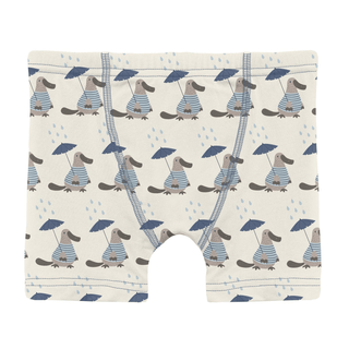 Bamboo Boxer Briefs (Set of 3) - Dove Bugs, Denim Stripe & Natural Rainy Day Platypus KicKee Pants Size: 2T-3T