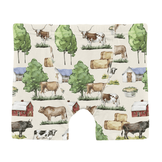Bamboo Boxer Briefs (Set of 3) - Natural Grazing Cows, Denim Stripe & Denim Tractors & Windmills KicKee Pants Size: 2T-3T