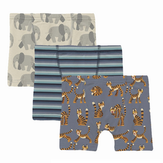 Bamboo Boxer Briefs (Set of 3) - Natural Elephants, Moonlight Tiger & Moonlight Bay Stripe