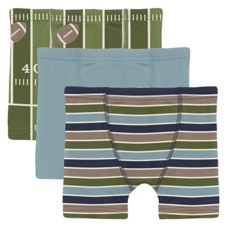 Bamboo Boxer Briefs (Set of 3) - Pesto Football, Stormy Sea & Fall Vibes StripeKicKee PantsSize: 2T-3T