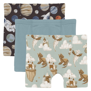 Bamboo Boxer Briefs (Set of 3) - Midnight Space Dream, Stormy Sea & Aloe Castles and Clouds KicKee Pants Size: 3T-4T