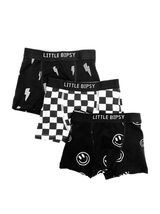 Boxer Briefs Set (3-Pack) - Smiley, Checkered, Lightening Bolt Little Bipsy Size: 2T-3T