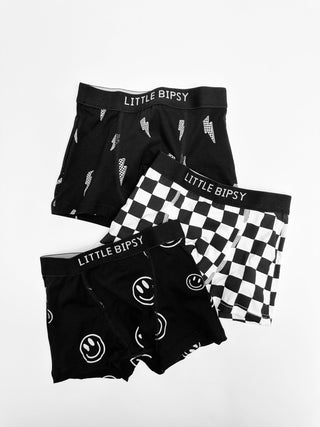 Boxer Briefs Set (3-Pack) - Smiley, Checkered, Lightening Bolt Little Bipsy Size: 2T-3T