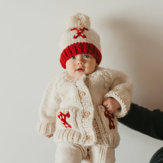 Candy Cane Cardigan Sweater Huggalugs Size: 0-6 months