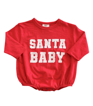 Organic Cotton Long Sleeve Bubble Romper - Santa Baby SIIX Collection Size: 0-3M