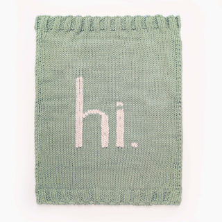 Hi. Hand Knit Blanket Sage Green Huggalugs Color: Sage