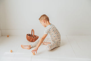 Bamboo Short Sleeve Pajama Set - Latte Chickens