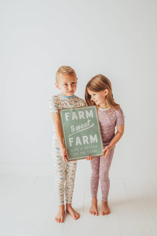 Bamboo Short Sleeve Pajama Set - Latte Chickens