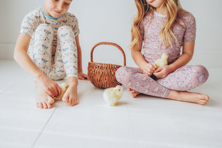 Bamboo Short Sleeve Pajama Set - Latte Chickens