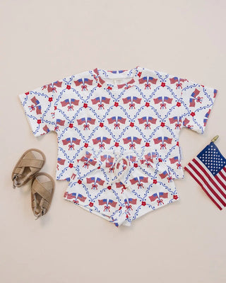 Shorts Set - American Girl Shorts Set LUCKY PANDA KIDS Size: 0-3M