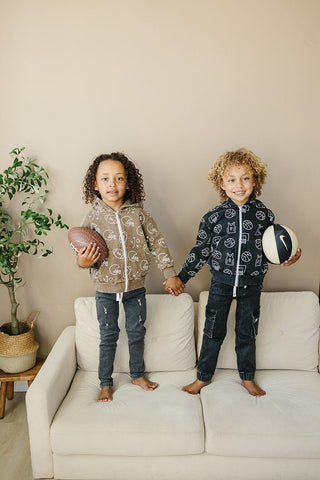 Cohen Zip Up Hoodie Olive + Scout Color: Brown Size: 3-6M
