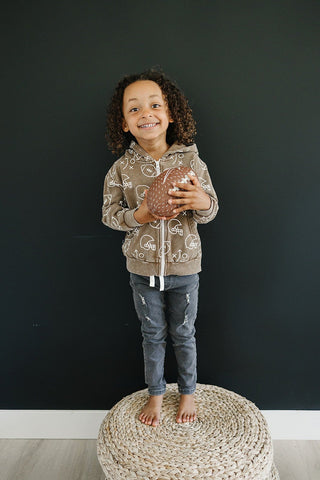 Cohen Zip Up Hoodie Olive + Scout Color: Brown Size: 3-6M
