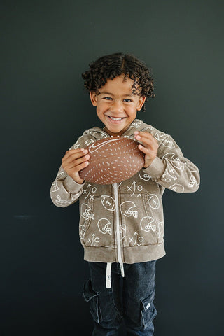 Cohen Zip Up Hoodie Olive + Scout Color: Brown Size: 3-6M