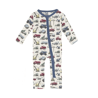 Bamboo Convertible Coverall - Natural Construction Trucks KicKee Pants Size: 9-12 Months