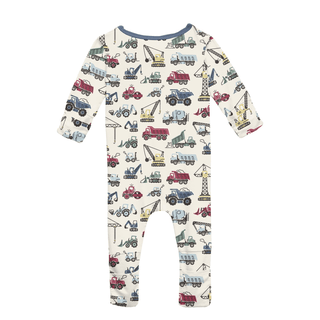 Bamboo Convertible Coverall - Natural Construction Trucks KicKee Pants Size: 9-12 Months