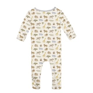 Bamboo Convertible Coverall - Natural Mini Safari KicKee Pants Size: 9-12 Months