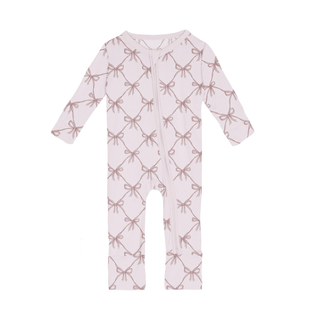 Bamboo Convertible Coverall - Shrinking Violet Bow Lattice KicKee Pants Size: 9-12 Months