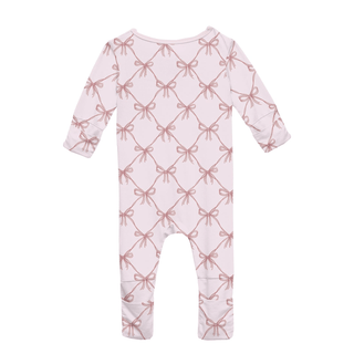 Bamboo Convertible Coverall - Shrinking Violet Bow Lattice KicKee Pants Size: 9-12 Months