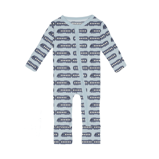 Bamboo Convertible Coverall - Spring Sky London Trains KicKee Pants Size: 9-12 Months