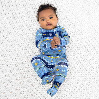 Bamboo Convertible Footie - Hanukkah Fair Isle Bellabu Bear Size: 0-3 Months