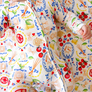 Bamboo Convertible Footie Romper - Mangia (Pasta)