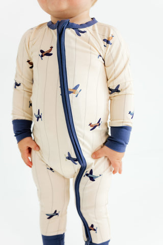 Bamboo Convertible Footie Romper - Airplane In My Jammers Size: 0-3 Months