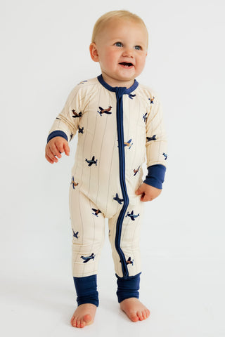 Bamboo Convertible Footie Romper - Airplane In My Jammers Size: 0-3 Months
