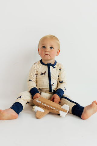 Bamboo Convertible Footie Romper - Airplane In My Jammers Size: 0-3 Months