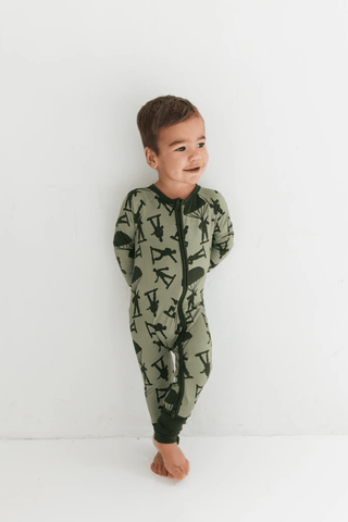 Bamboo Convertible Footie Romper - Army Men In My Jammers Size: 0-3 Months