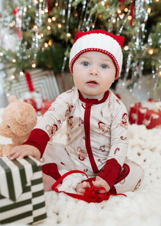 Bamboo Convertible Footie Romper - Bear-y Merry In My Jammers Size: 0-3 Months