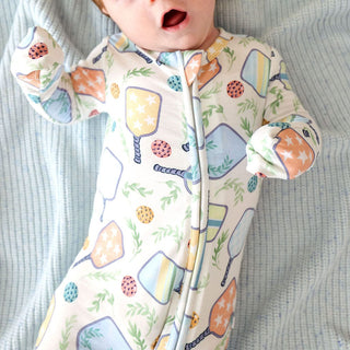 Bamboo Convertible Footie Romper - Billie (Pickleball) Posh Peanut Size: 0-3 Months