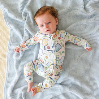 Bamboo Convertible Footie Romper - Billie (Pickleball) Posh Peanut Size: 0-3 Months