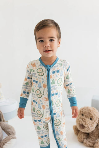 Bamboo Convertible Footie Romper - Birthday Boy In My Jammers Size: 9-12 Months